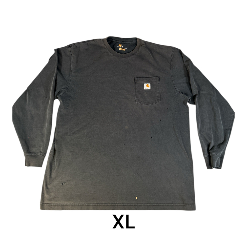Carhartt T-Shirt Black Front Pocket Shirt Distressed  Sz XL Distressed
